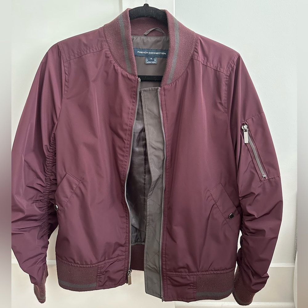 French Connection Bomber Jacket, Maroon